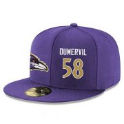 Wholesale Cheap Baltimore Ravens #58 Elvis Dumervil Snapback Cap NFL Player Purple with Gold Number Stitched Hat