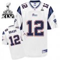 Wholesale Cheap Patriots #12 Tom Brady White Super Bowl XLVI Embroidered NFL Jersey