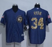 Wholesale Cheap Rangers #34 Nolan Ryan Denim Blue Salute to Service Stitched MLB Jersey