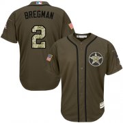 Wholesale Cheap Astros #2 Alex Bregman Green Salute to Service Stitched Youth MLB Jersey