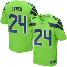 Wholesale Cheap Nike Seahawks #24 Marshawn Lynch Green Men\'s Stitched NFL Elite Rush Jersey