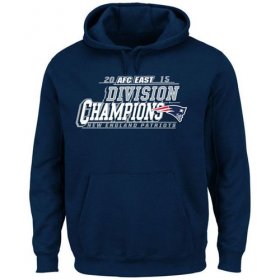 Wholesale Cheap Men\'s New England Patriots Majestic Navy 2015 AFC East Division Champions Pullover Hoodie