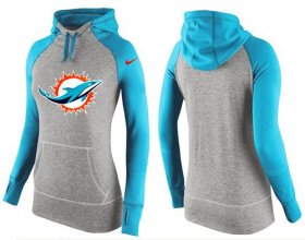 Wholesale Cheap Women\'s Nike Miami Dolphins Performance Hoodie Grey & Blue_2