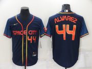 Wholesale Cheap Men's Houston Astros #44 Yordan Alvarez Number 2022 Navy Blue City Connect Cool Base Stitched Jersey