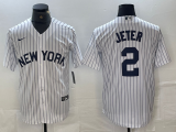 Cheap Men's New York Yankees #2 Derek Jeter White 2024 Cool Base Stitched Jerseys