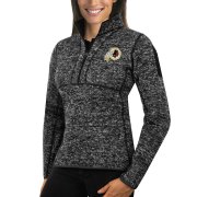 Wholesale Cheap Washington Redskins Antigua Women's Fortune Half-Zip Sweater Heather Black