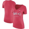 Wholesale Cheap Cincinnati Reds Nike Women's Practice Tri-Blend V-Neck T-Shirt Red