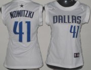 Wholesale Cheap Dallas Mavericks #41 Dirk Nowitzki White Womens Jersey