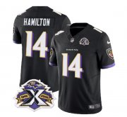 Wholesale Cheap Men's Baltimore Ravens #14 Kyle Hamilton Black 2023 F.U.S.E With Patch Throwback Vapor Limited Stitched Jersey