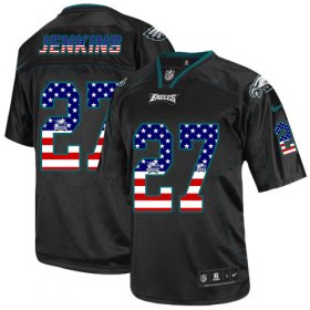 Wholesale Cheap Nike Eagles #27 Malcolm Jenkins Black Men\'s Stitched NFL Elite USA Flag Fashion Jersey