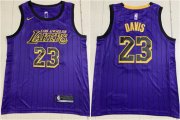 Wholesale Cheap Lakers 23 Anthony Davis Purple City Edition Nike Swingman Jersey