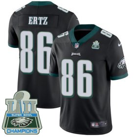 Wholesale Cheap Nike Eagles #86 Zach Ertz Black Alternate Super Bowl LII Champions Men\'s Stitched NFL Vapor Untouchable Limited Jersey