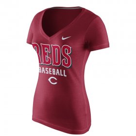 Wholesale Cheap Cincinnati Reds Nike Women\'s New Practice V-Neck T-Shirt Red