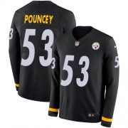 Wholesale Cheap Nike Steelers #53 Maurkice Pouncey Black Team Color Men's Stitched NFL Limited Therma Long Sleeve Jersey