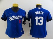 Wholesale Cheap Women's Los Angeles Dodgers #13 Max Muncy Blue 2021 City Connect Number Cool Base Stitched Jersey