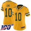 Wholesale Cheap Nike Packers #10 Jordan Love Gold Women's Stitched NFL Limited Inverted Legend 100th Season Jersey