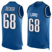 Wholesale Cheap Nike Lions #68 Taylor Decker Blue Team Color Men's Stitched NFL Limited Tank Top Jersey