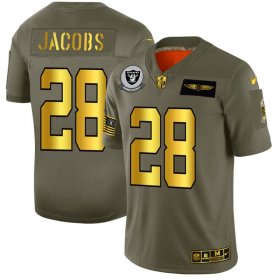 Wholesale Cheap Raiders #28 Josh Jacobs NFL Men\'s Nike Olive Gold 2019 Salute to Service Limited Jersey