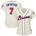 Wholesale Cheap Braves #7 Dansby Swanson Cream Alternate Women's Stitched MLB Jersey
