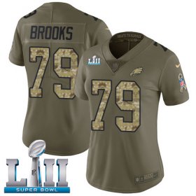 Wholesale Cheap Nike Eagles #79 Brandon Brooks Olive/Camo Super Bowl LII Women\'s Stitched NFL Limited 2017 Salute to Service Jersey