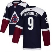 Wholesale Cheap Adidas Avalanche #9 Lanny McDonald Navy Alternate Authentic Stitched NHL Jersey