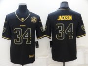 Wholesale Cheap Men's Las Vegas Raiders #34 Bo Jackson Black Golden Edition 60th Patch Stitched Nike Limited Jersey