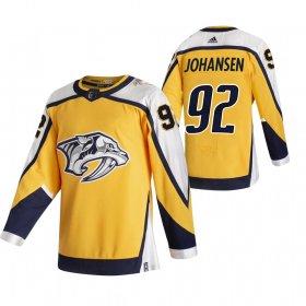 Wholesale Cheap Nashville Predators #92 Ryan Johansen Yellow Men\'s Adidas 2020-21 Reverse Retro Alternate NHL Jersey