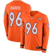 Wholesale Cheap Nike Broncos #96 Shelby Harris Orange Team Color Men's Stitched NFL Limited Therma Long Sleeve Jersey