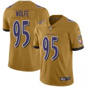 Wholesale Cheap Nike Ravens #95 Derek Wolfe Gold Men's Stitched NFL Limited Inverted Legend Jersey