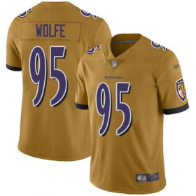 Wholesale Cheap Nike Ravens #95 Derek Wolfe Gold Men\'s Stitched NFL Limited Inverted Legend Jersey