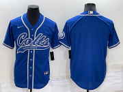 Wholesale Cheap Men's Indianapolis Colts Blank Blue Stitched MLB Cool Base Nike Baseball Jersey