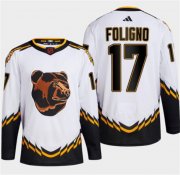 Wholesale Cheap Men's Boston Bruins #17 Nick Foligno White 2022-23 Reverse Retro Stitched Jersey