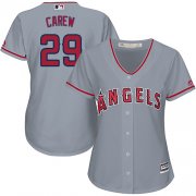 Wholesale Cheap Angels #29 Rod Carew Grey Road Women's Stitched MLB Jersey