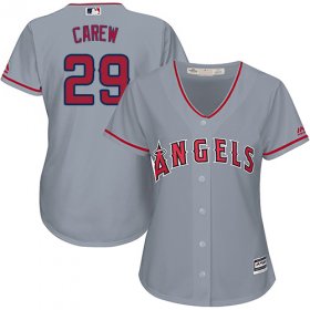 Wholesale Cheap Angels #29 Rod Carew Grey Road Women\'s Stitched MLB Jersey