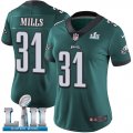 Wholesale Cheap Nike Eagles #31 Jalen Mills Midnight Green Team Color Super Bowl LII Women's Stitched NFL Vapor Untouchable Limited Jersey