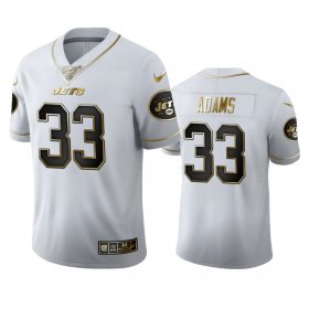 Wholesale Cheap New York Jets #33 Jamal Adams Men\'s Nike White Golden Edition Vapor Limited NFL 100 Jersey