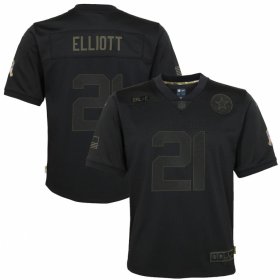 Cheap Dallas Cowboys #21 Ezekiel Elliott Nike Youth 2020 Salute to Service Game Jersey Black