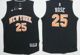 Wholesale Cheap Men\'s New York Knicks #25 Derrick Rose Black Stitched 2016 NBA Adidas Revolution 30 Swingman Jersey