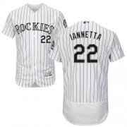 Wholesale Cheap Rockies #22 Chris Iannetta White Strip Flexbase Authentic Collection Stitched MLB Jersey