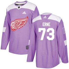 Wholesale Cheap Adidas Red Wings #73 Adam Erne Purple Authentic Fights Cancer Stitched NHL Jersey