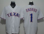 Wholesale Cheap Rangers #1 Elvis Andrus White New Cool Base Stitched MLB Jersey