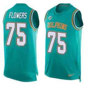 Wholesale Cheap Nike Dolphins #75 Ereck Flowers Aqua Green Team Color Men\'s Stitched NFL Limited Tank Top Jersey