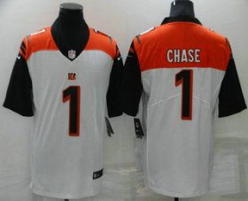 Wholesale Cheap Men\'s Cincinnati Bengals #1 JaMarr Chase White 2020 Vapor Untouchable Stitched NFL Nike Limited Jersey