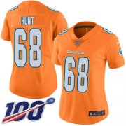 Wholesale Cheap Nike Dolphins #68 Robert Hunt Orangen Women's Stitched NFL Limited Rush 100th Season Jersey
