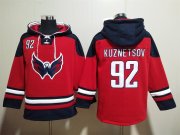 Wholesale Cheap Men's Washington Capitals #92 Evgeny Kuznetsov Red Ageless Must Have Lace Up Pullover Hoodie