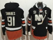 Wholesale Cheap Islanders #91 John Tavares Dark Blue Name & Number Pullover NHL Hoodie