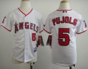 Wholesale Cheap Angels #5 Albert Pujols White Stitched Youth MLB Jersey
