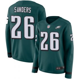 Wholesale Cheap Nike Eagles #26 Miles Sanders Midnight Green Team Color Women\'s Stitched NFL Limited Therma Long Sleeve Jersey