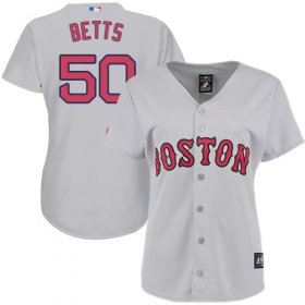 Wholesale Cheap Red Sox #50 Mookie Betts Grey Road Women\'s Stitched MLB Jersey