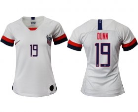 Wholesale Cheap Women\'s USA #19 Dunn Home Soccer Country Jersey